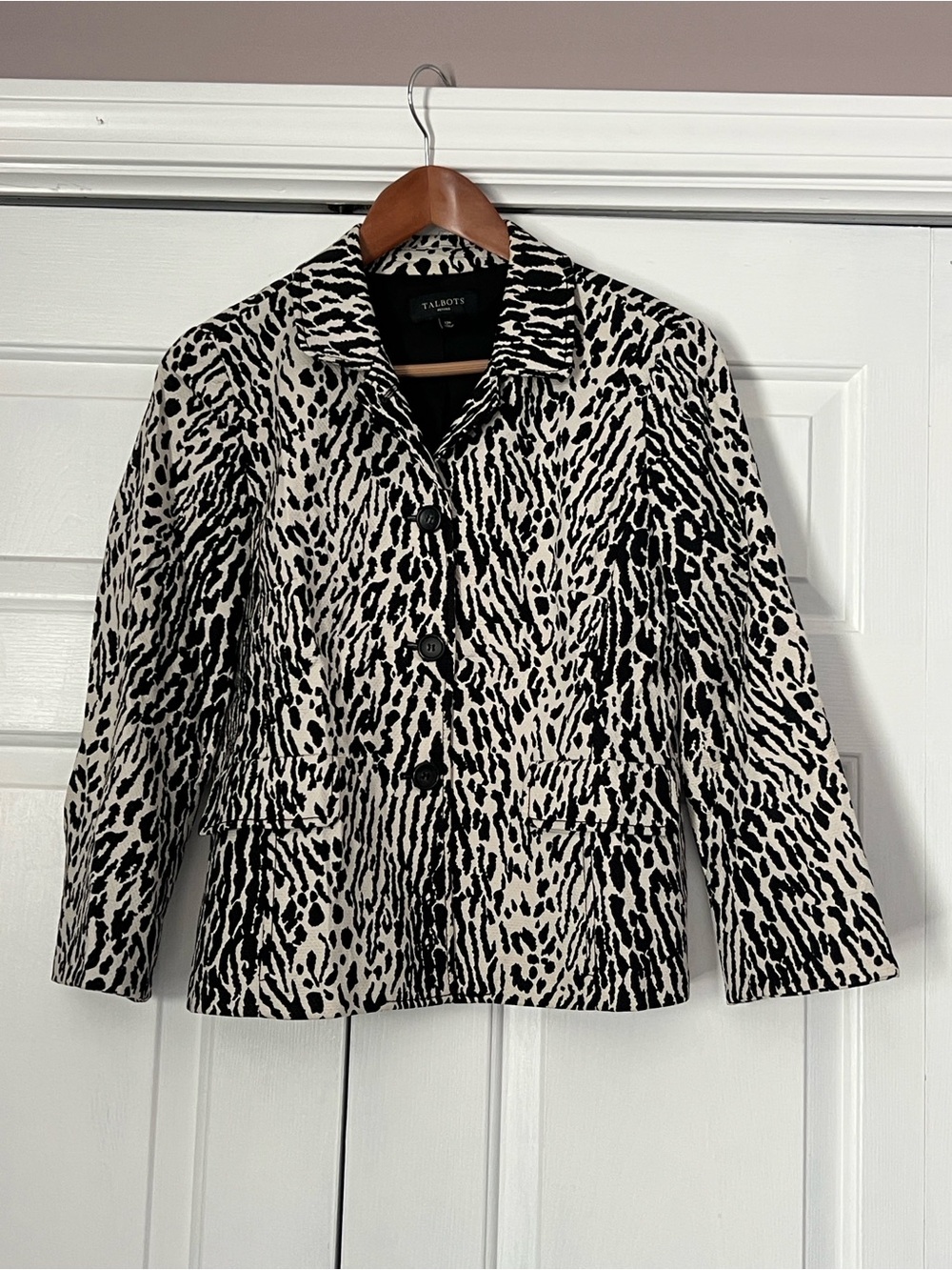 Talbots Black & White Animal Print Blazer